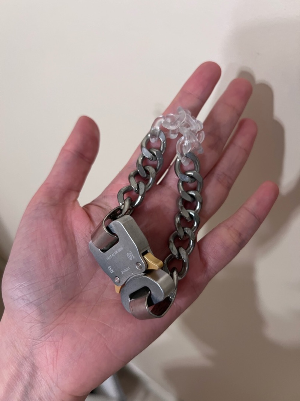 Ayxl 1017 Silver Chain Link Bracelet with Industrial Clasp